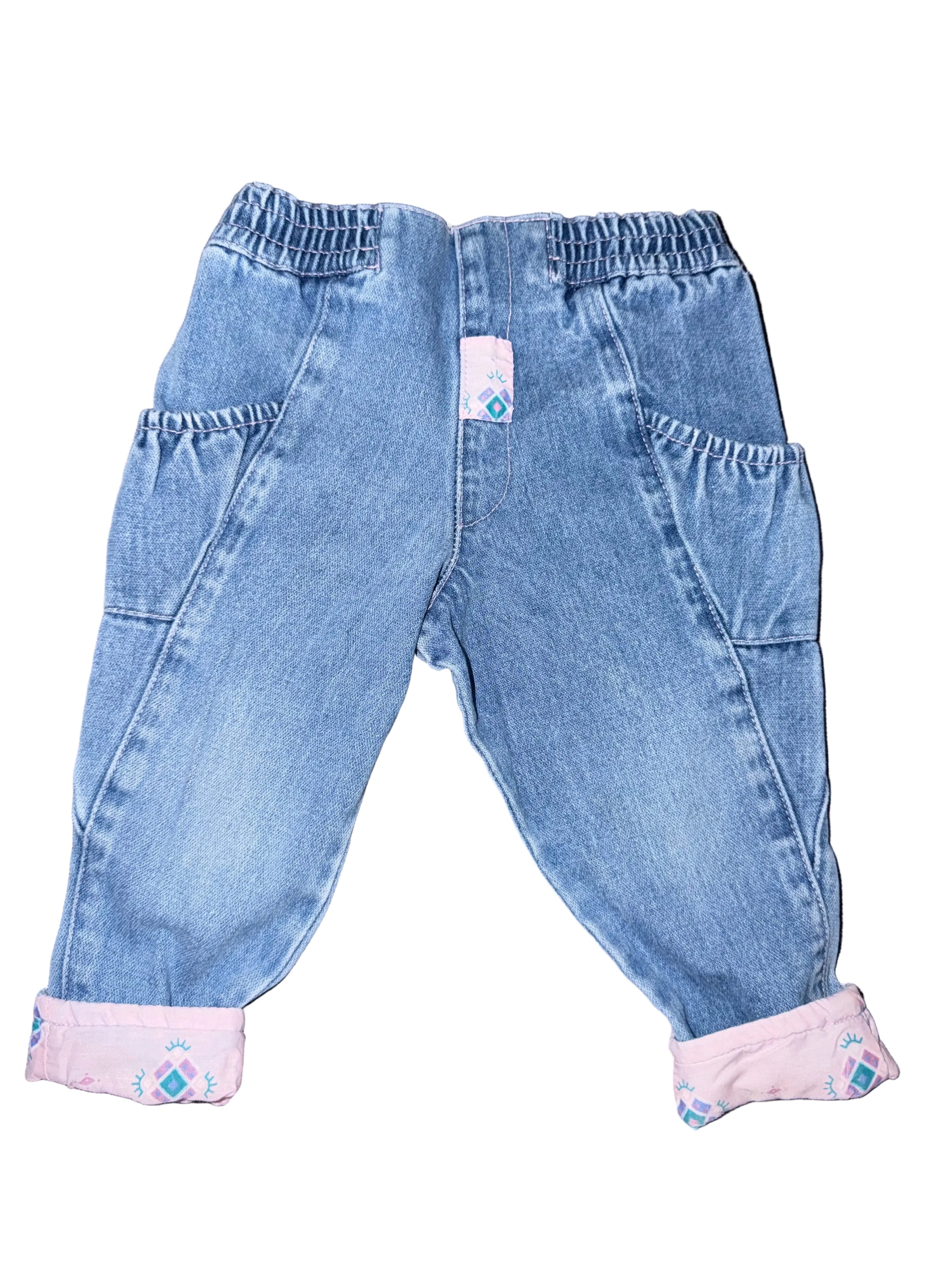 Vintage Jeans with Pink Folded Cuffs Size 18m