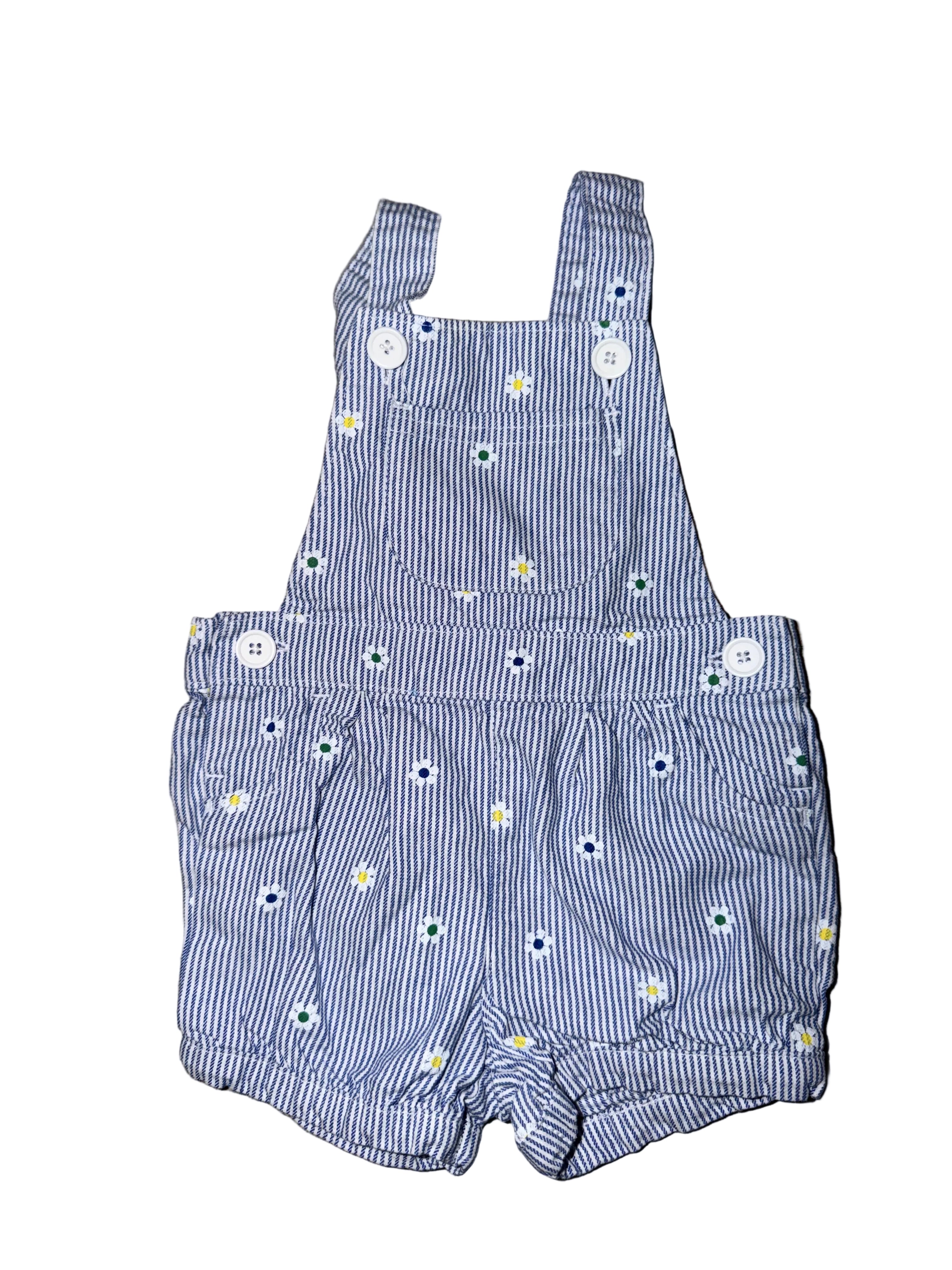 Floral Striped Shortalls Size 6m