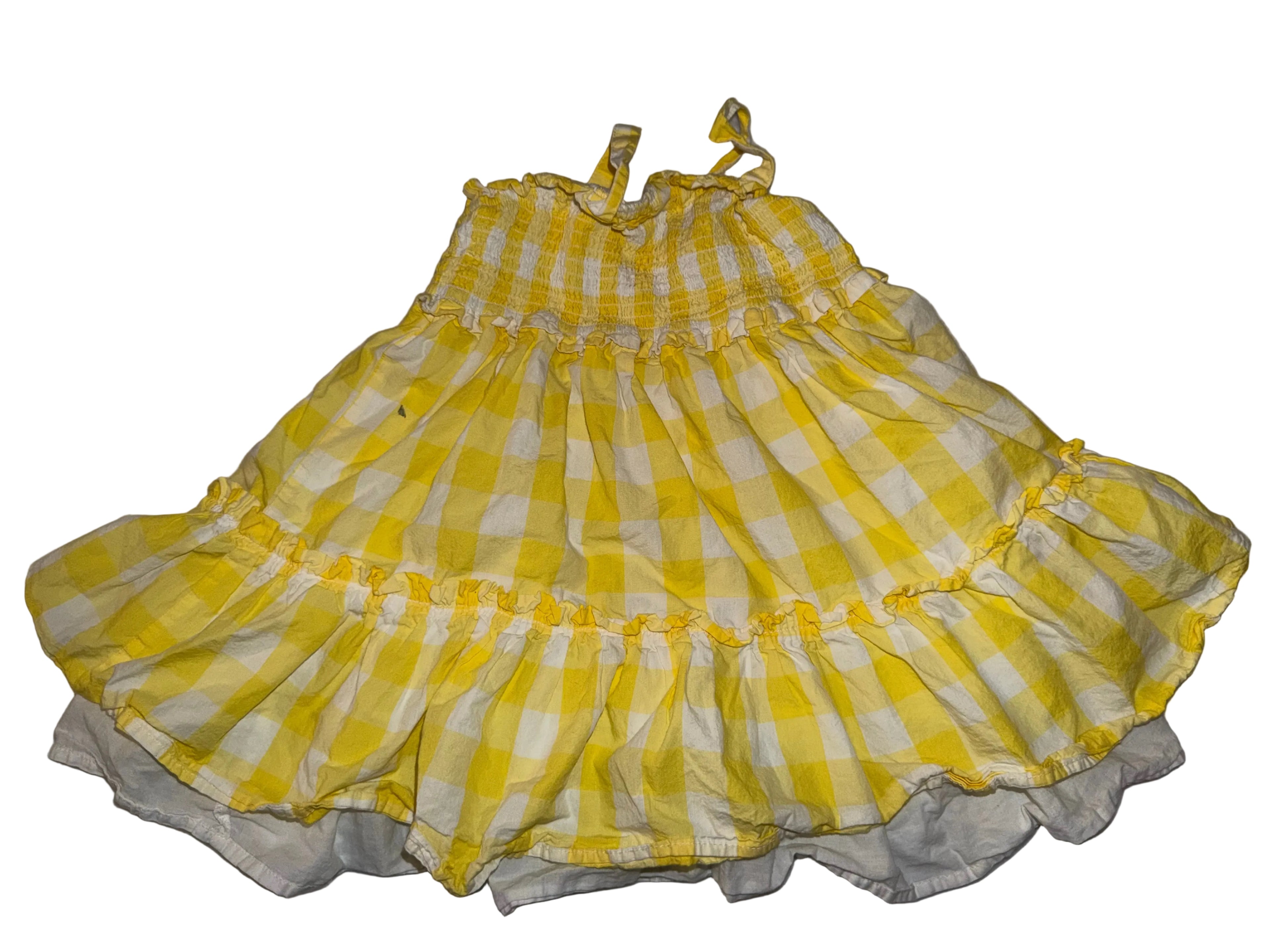 Yellow & White Checkered Dress Size 6